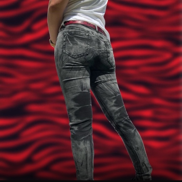 Vintage Y2K Black Acid Wash Skinny Jeans - Picture 2 of 6